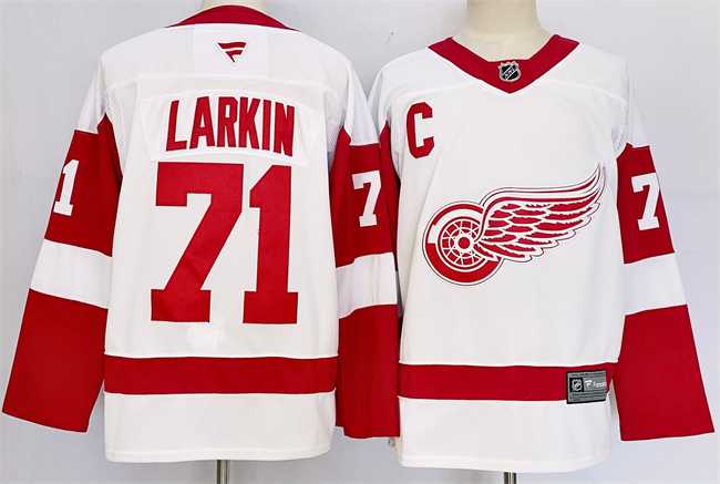 Men%27s Detroit Red Wings #71 Dylan Larkin White 2024-25 Stitched Jersey